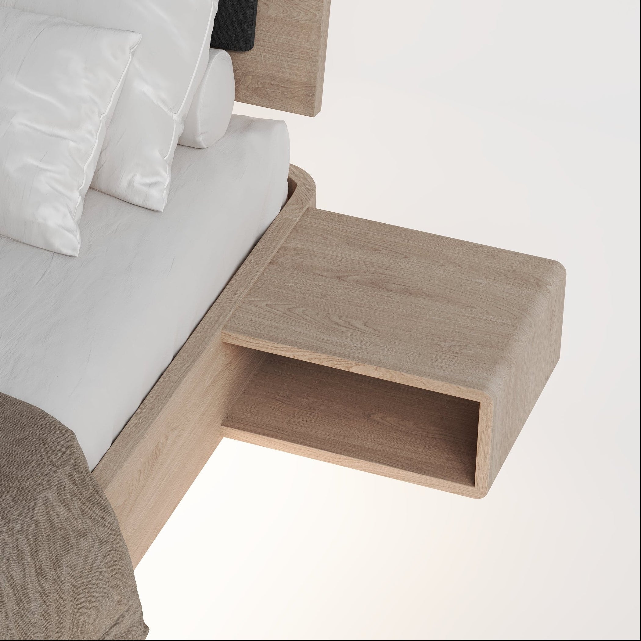 Integrated Bedside Natural Oak (set of 2)
