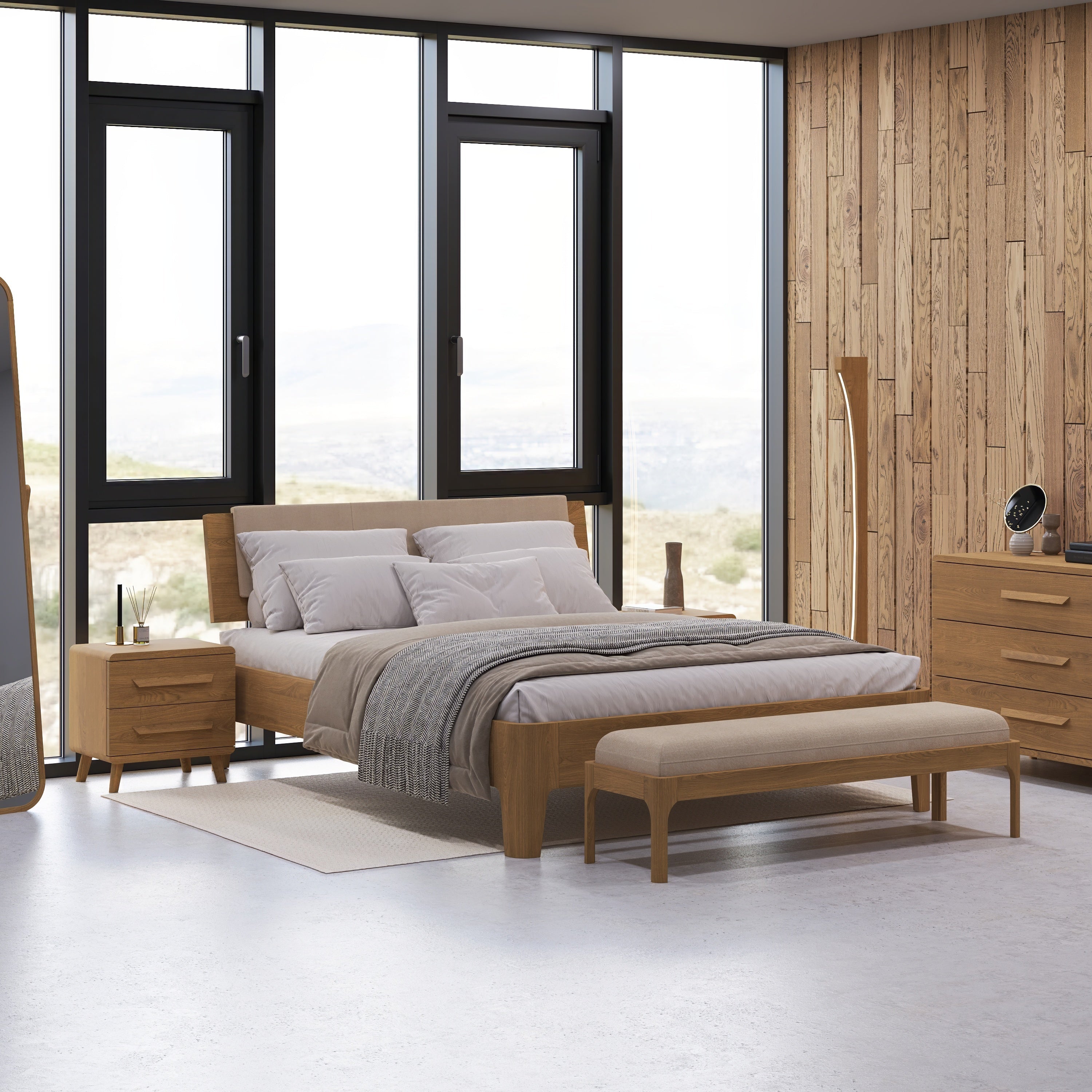 Bedroom Bench Stained Brown Oak